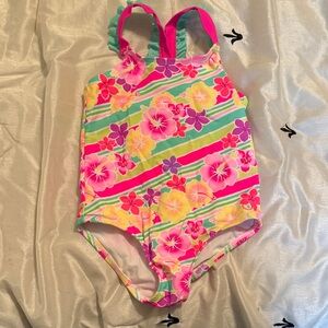 OP Kids One-Piece Swimsuit in Pink, Green, Yellow